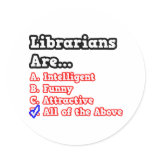 Librarian Quiz...Joke Round Stickers