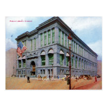 Library, Chicago Illinois 1917 Vintage Post Cards