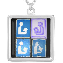 Library Sign Warhol Pendants