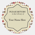 Library Vintage Pattern Sticker - Please Return stickers