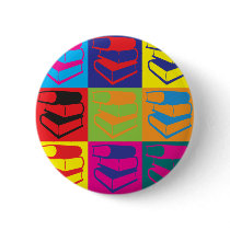 Library Work Pop Art Pinback Button