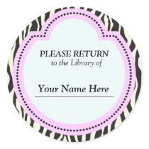 Library Zebra Print Sticker - Please Return