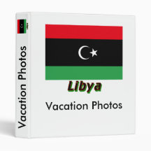 Libya Flag with Name 3 Ring Binder