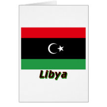 Libya Flag with Name Greeting Cards