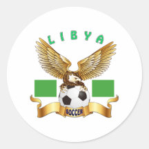 Libya Football Designs Round Stickers