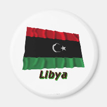 Libya Waving Flag with Name Refrigerator Magnet