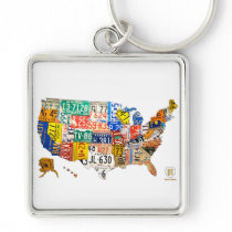 License Plate Map of the USA Keychain