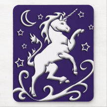 Licorne blanche la nuit Mousepad Tapis De Souris