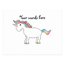 Licorne blanche mignonne d'arc-en-ciel cartes postales