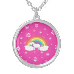Licorne d'arc-en-ciel avec les flocons de neige ro pendentifs