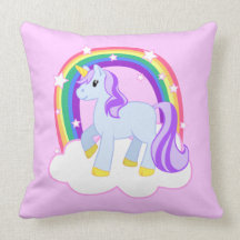 Licorne rose mignonne avec l'arc-en-ciel scintilla oreillers