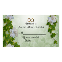 Lierre et gardénias de carte d'endroit de mariage cartes de visite personnelles