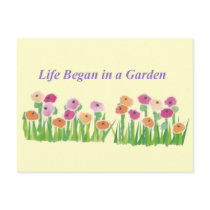 LIFE BEGAN IN A GARDEN postcard