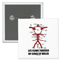 Life Flows Through My Circle Of Willis (Health) Pinback Button