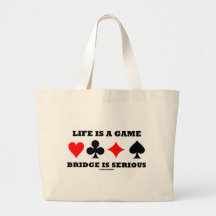 Life Is A Game Bridge Is Serious (Bridge Attitude) Tote Bags