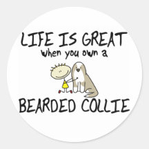 Life is Great Bearded Collie Stickers (Fawn)