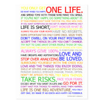 Life Manifesto Colour Poster Postcard