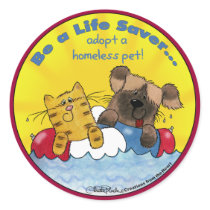 Life Saver Adopt Homeless Pets Round Stickers
