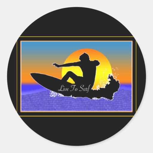 Life To Surf Round Stickers