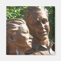Lifelike outdoor statue of two people dancing fridge magnet
