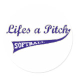 Lifes a Pitch! Round Sticker
