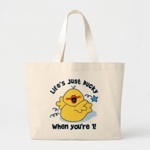 Life's Ducky 1st Birthday Tote Bags