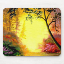 Light at the end of the forest mousepad mousepads