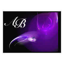 LIGHT BIRD IN PURPLE MONOGRAM CUSTOM ANNOUNCEMENT