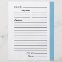 Light Blue 2-sided Recipe Pages Flyers