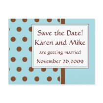 Light Blue and Chocolate Save the Date! Postcard