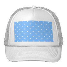 Light Blue and White. Star Pattern. Mesh Hats
