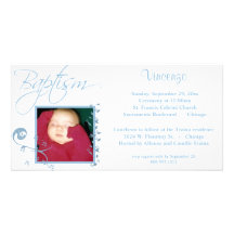 Light Blue Baptism Photo Invitation Photo Cards
