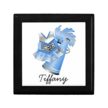 Light Blue Cheerleader Tile Box Keepsake Box