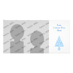 Light Blue Christmas Tree Design. Custom Photo Card