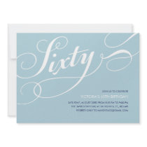 Light Blue Elegant 60th Birthday Invitations