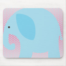 Light Blue Elephant on Pink Mousepad