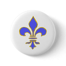 light blue fleur de lis pinback button