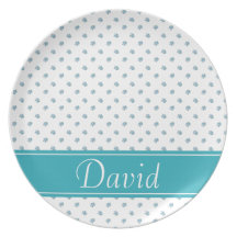 Light blue flowers with light blue stripe plato para fiesta