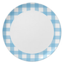 Light Blue Gingham Party Plates