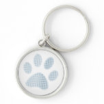 Light Blue Halftone Paw Print keychains