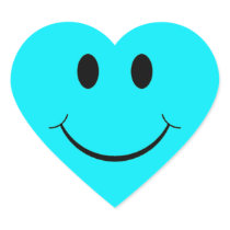 Light Blue Heart Smiley Face Stickers