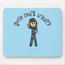 Light Blue Navy Girl Mouse Pad
