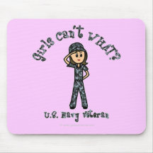 Light Blue Navy Veteran Girl Mousepad