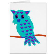 Light Blue Owl Greeting Cards