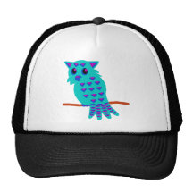 Light Blue Owl Mesh Hats