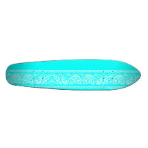 Light Blue Paisley Skateboard Oldschool
