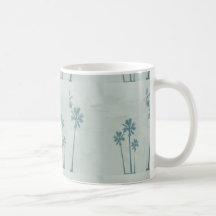 LIGHT BLUE PALM TREES crumpled PAPER TEXTURE DIGIT Coffee Mugs