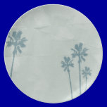 LIGHT BLUE PALM TREES crumpled PAPER TEXTURE DIGIT plates