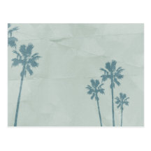 LIGHT BLUE PALM TREES crumpled PAPER TEXTURE DIGIT Post Cards