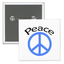 Light Blue Peace & Word Pinback Button